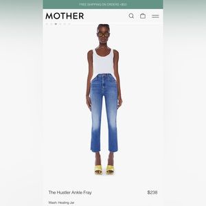 MOTHER Cropped Hustler Ankle Fray Jeans - Blue